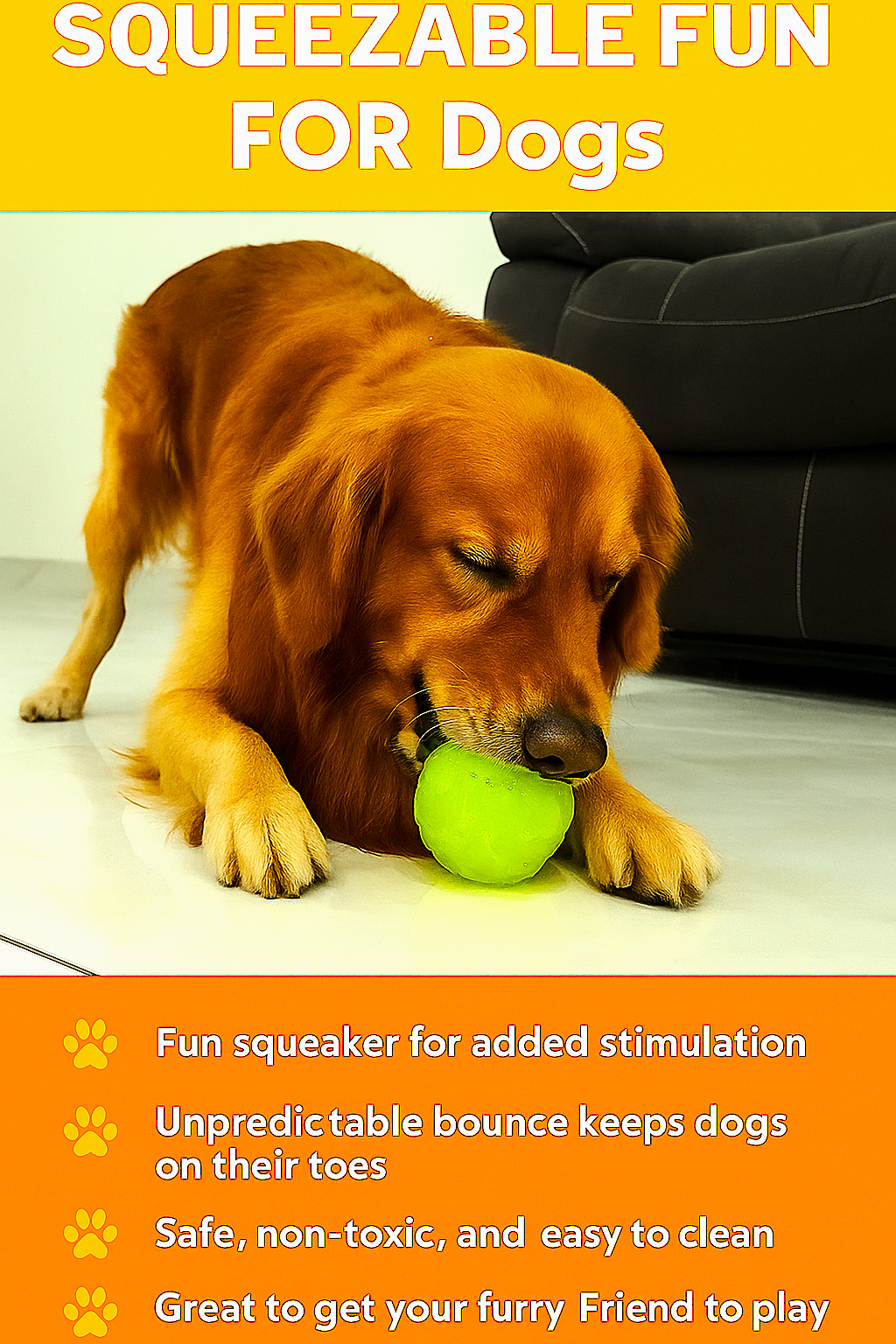 Super Squeeze Ball Interactive Dog Toy, Export Quality Squeaky Bounce Ball